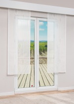 Vorschau Plauener Spitze® - exklusive Schiebegardine Arrazola #1W in Rotbraun rohweiß