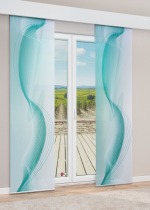 Vorschau Lysel - Schiebegardine Liniendynamik #1W in Steingrau smaragdgrün