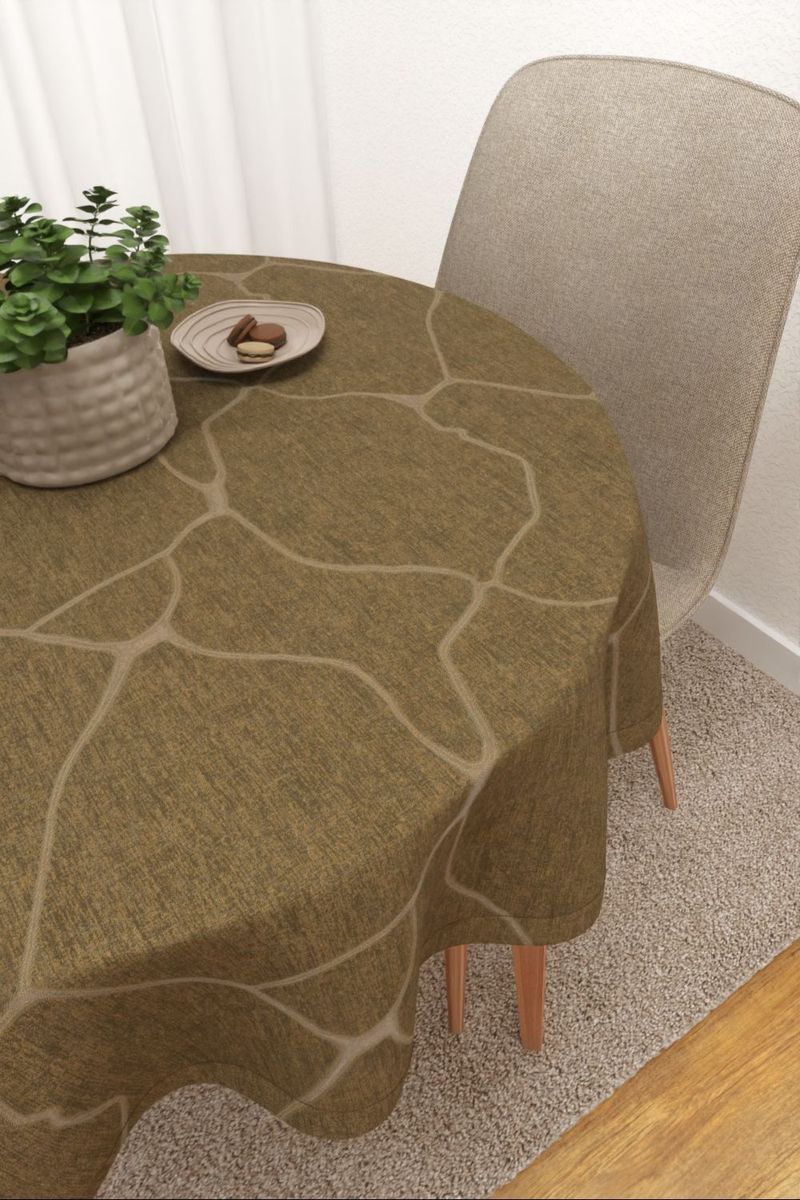 Tischdecke rund in Braun