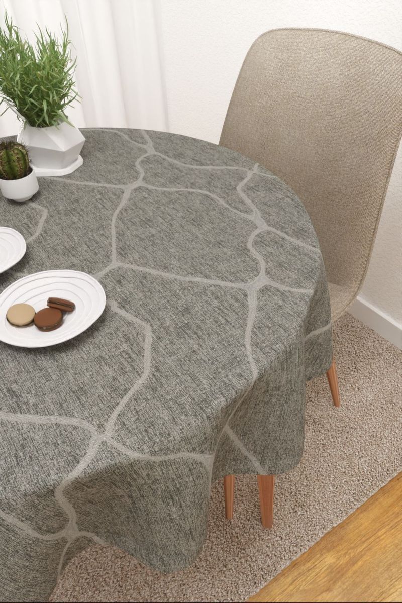 Tischdecke rund in Grau