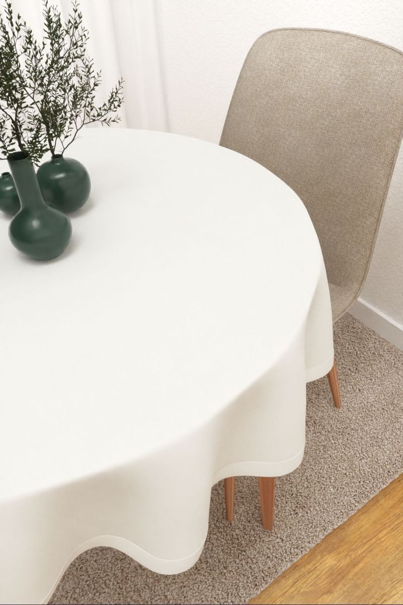 Tischdecke rund in weiß