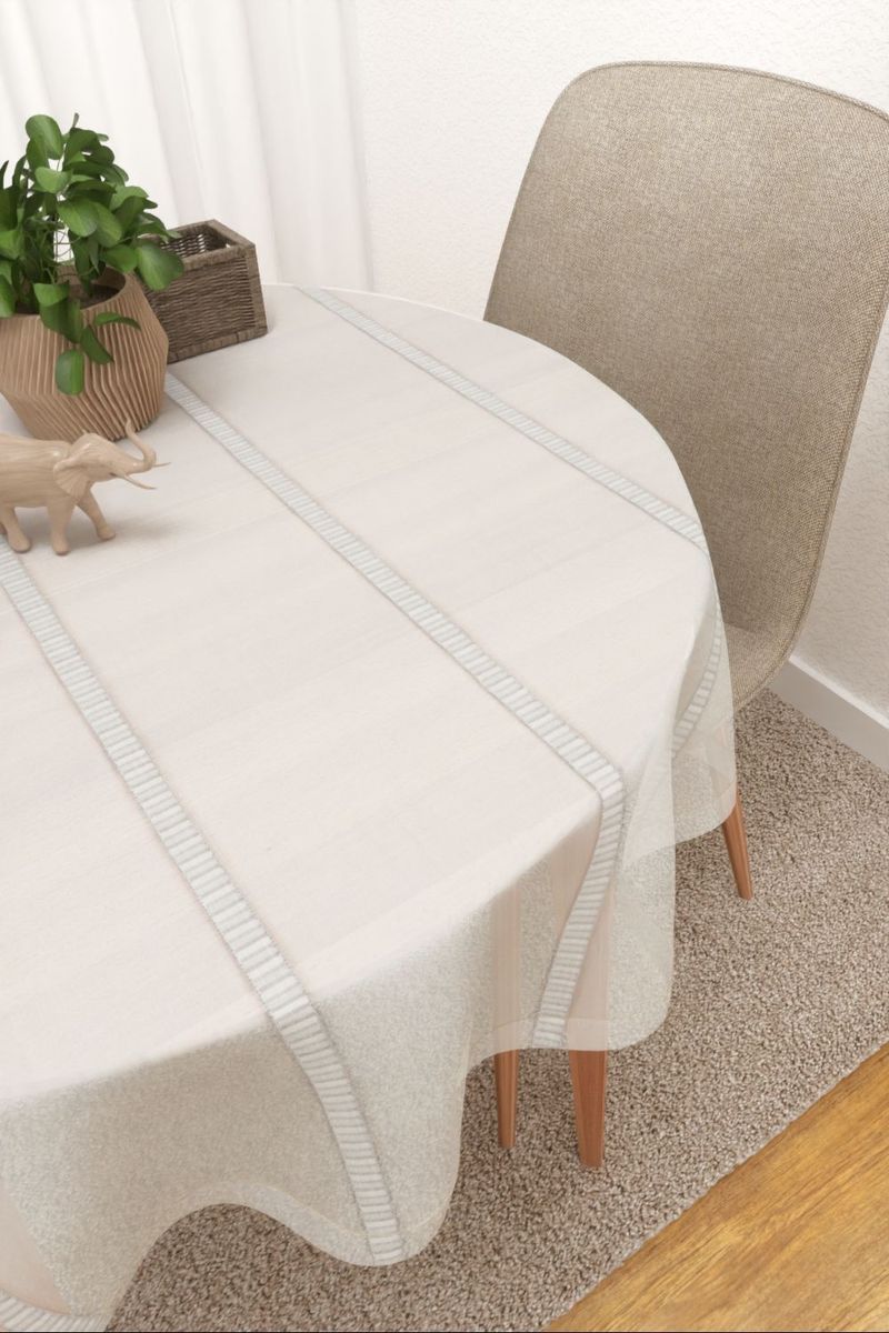 Tischdecke rund in Beige