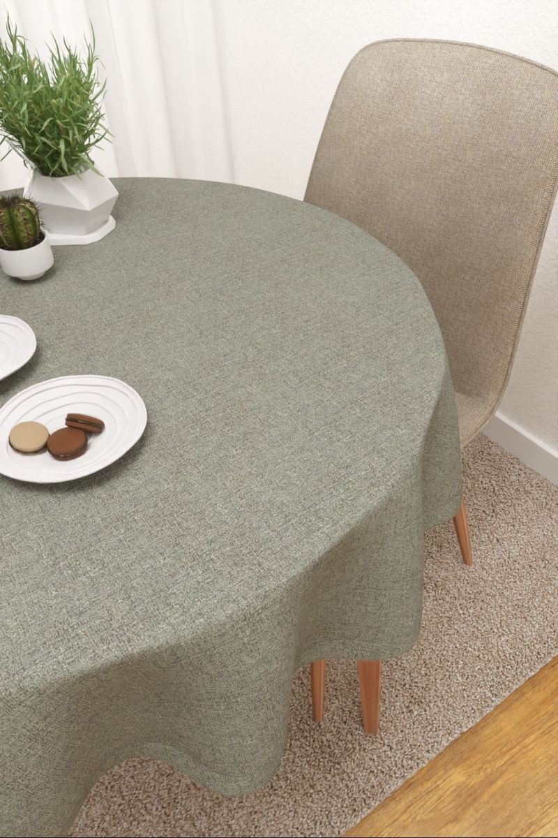 Tischdecke rund in grau
