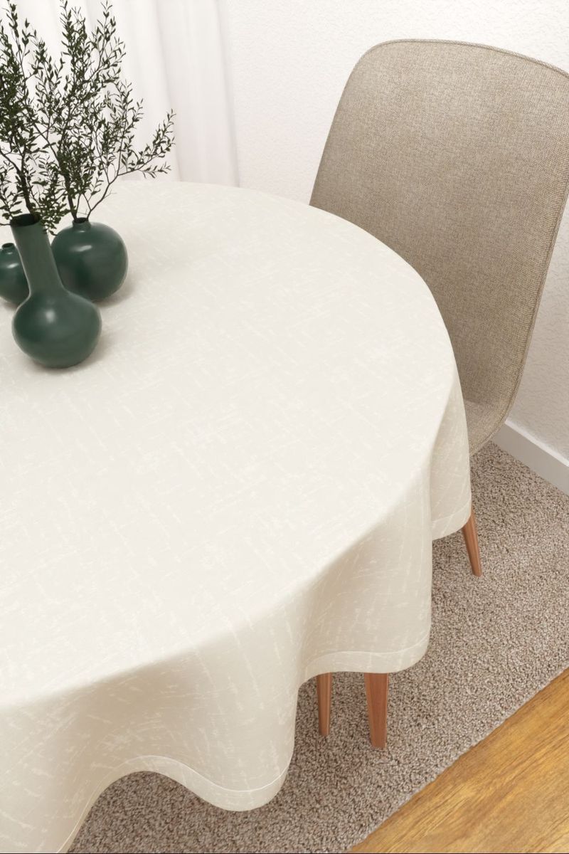 Tischdecke rund in weiß
