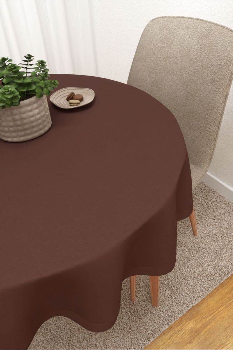 Tischdecke rund in braun