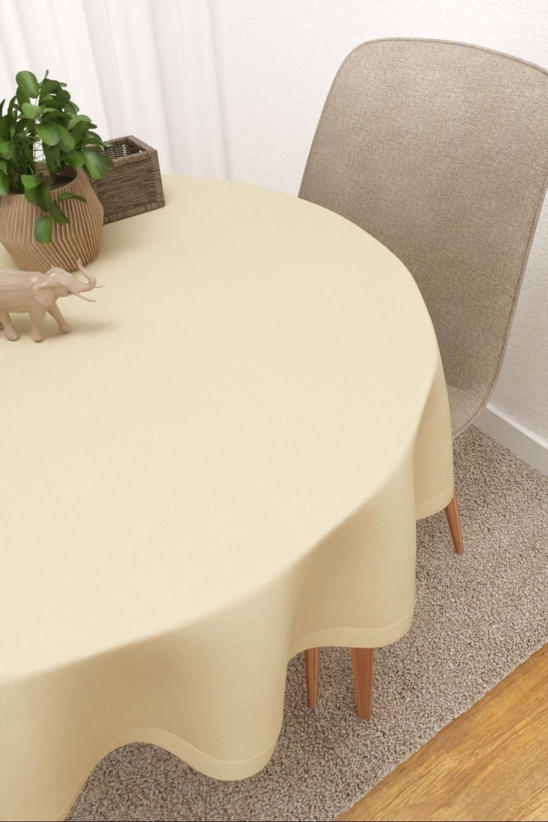 Tischdecke rund in Beige