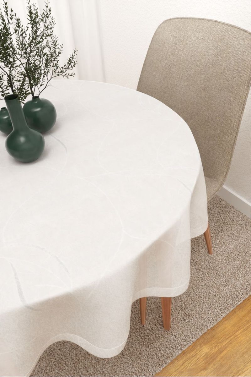 Tischdecke rund in Weiß