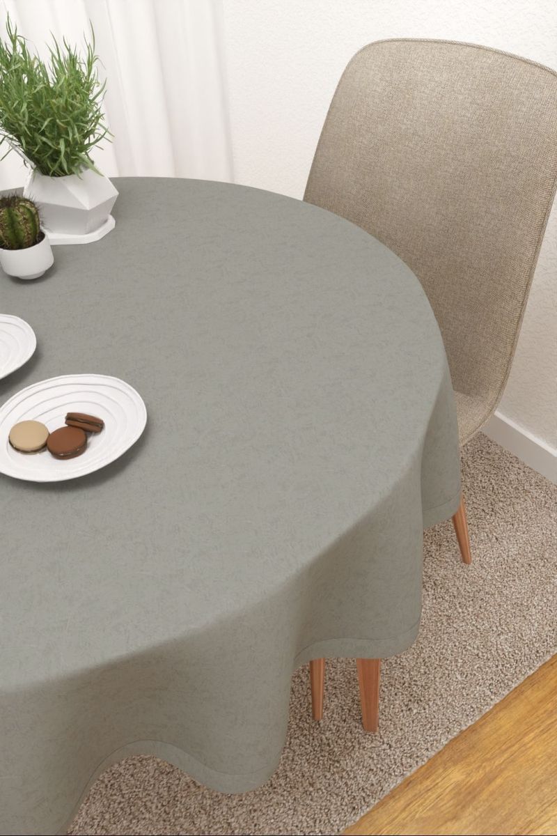 Tischdecke rund in grau
