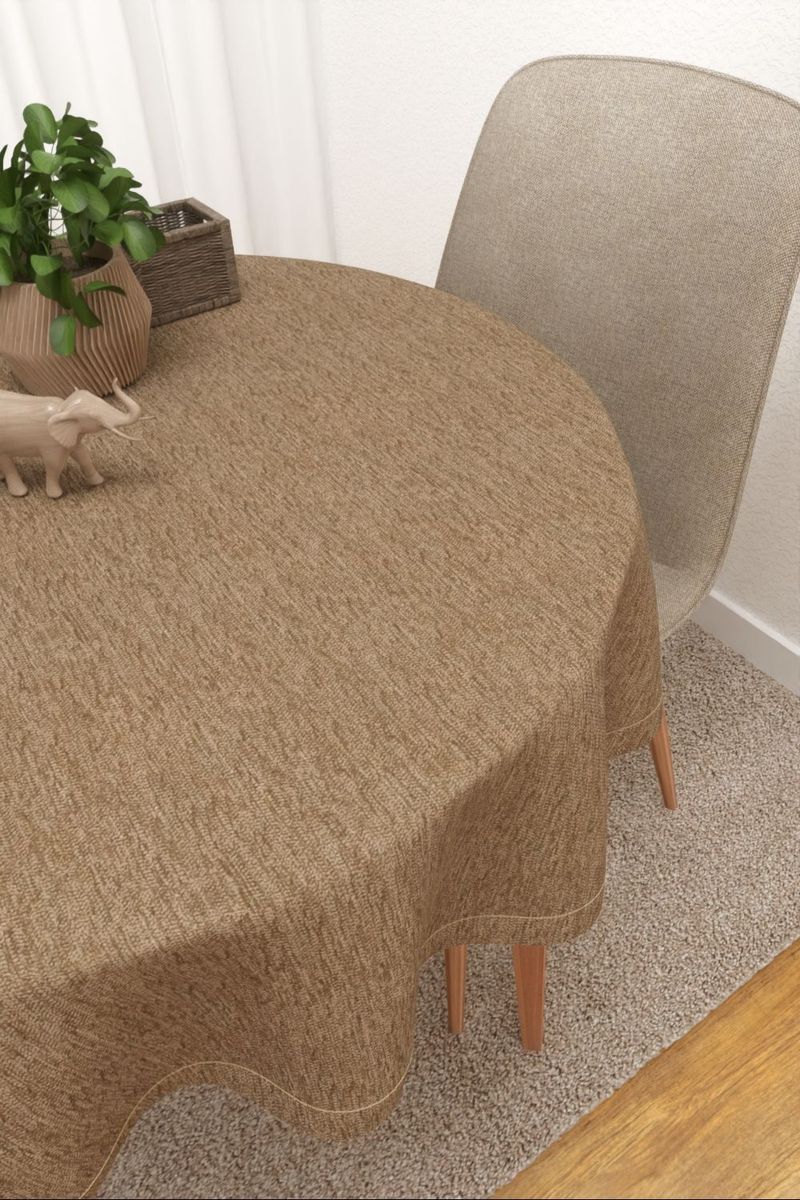 Tischdecke rund in beige