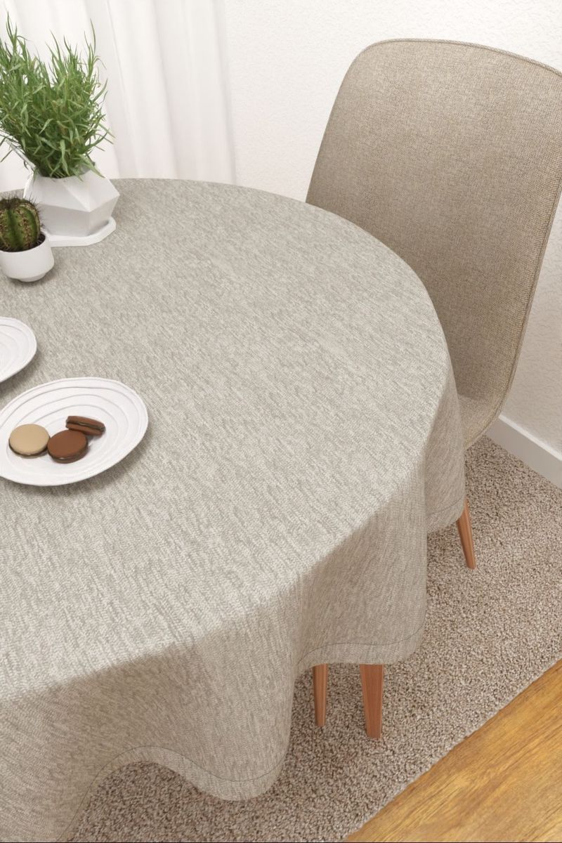 Tischdecke rund in grau