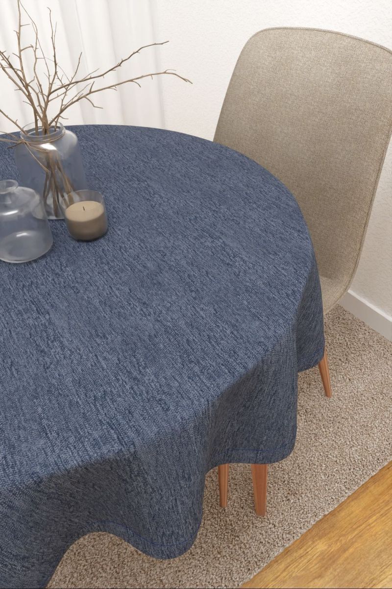 Tischdecke rund in blau