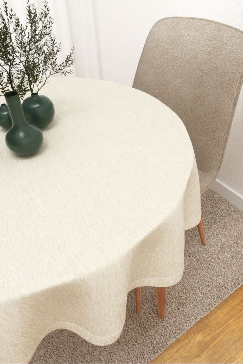 Tischdecke rund in weiß