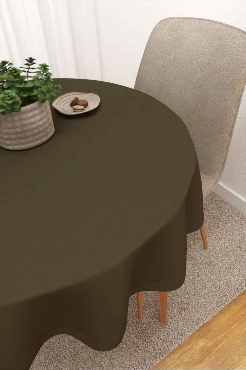 Tischdecke rund in braun