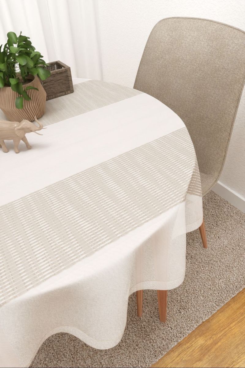 Tischdecke rund in Beige
