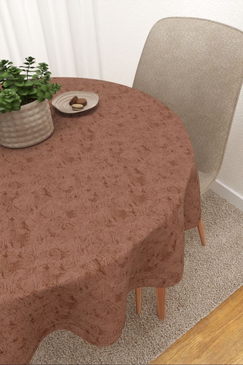 Tischdecke rund in braun
