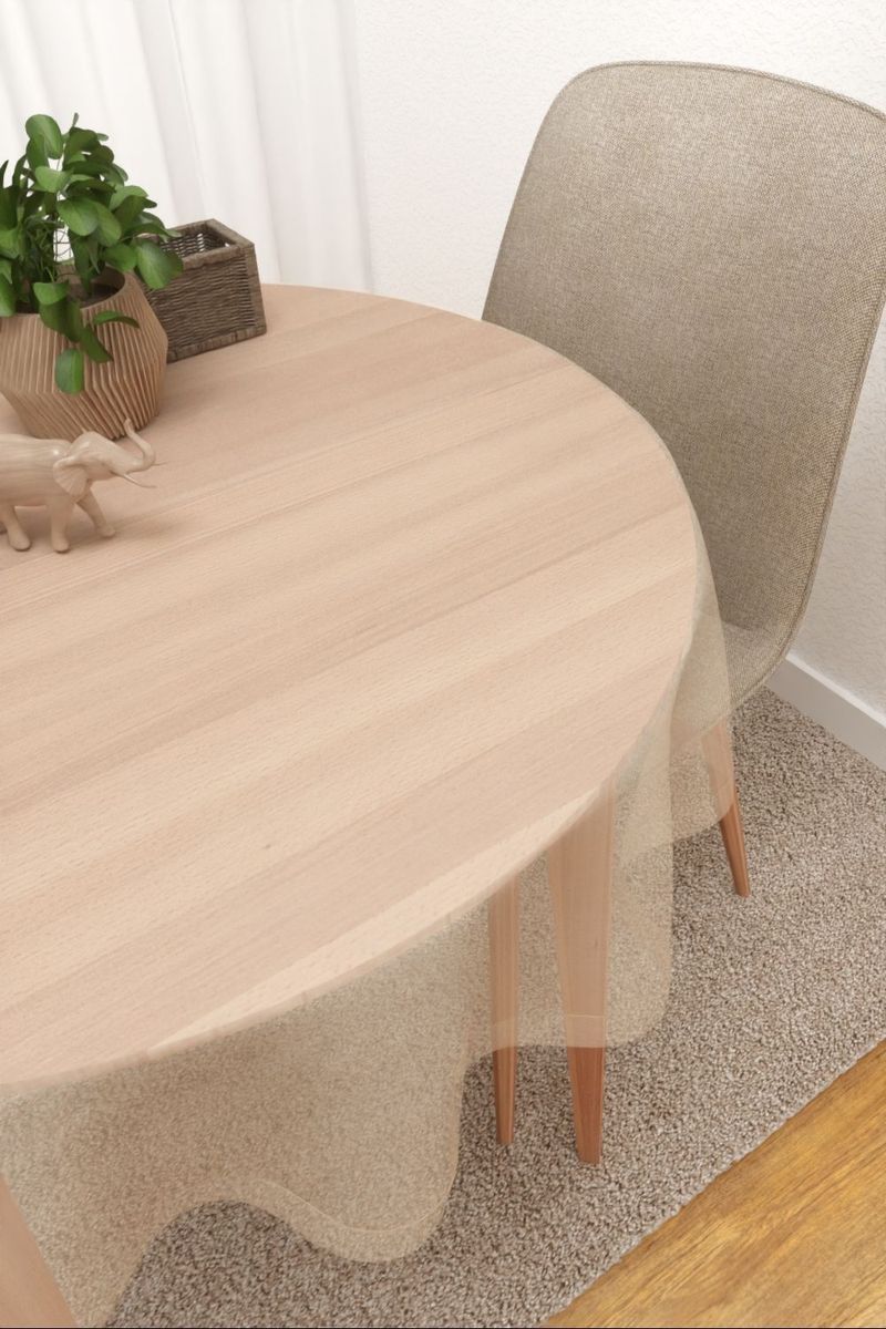 Tischdecke rund in Beige