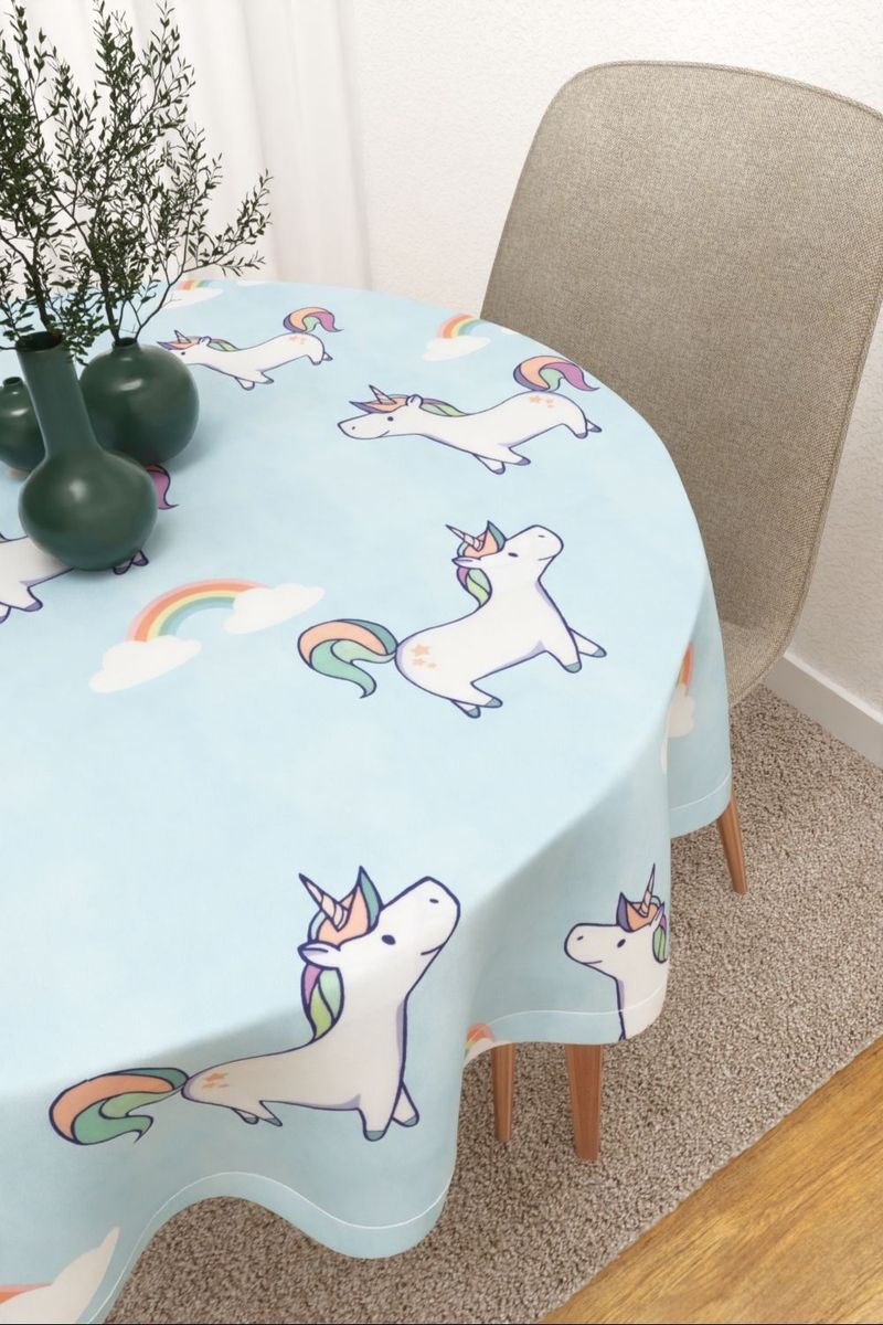 Tischdecke rund in Blau