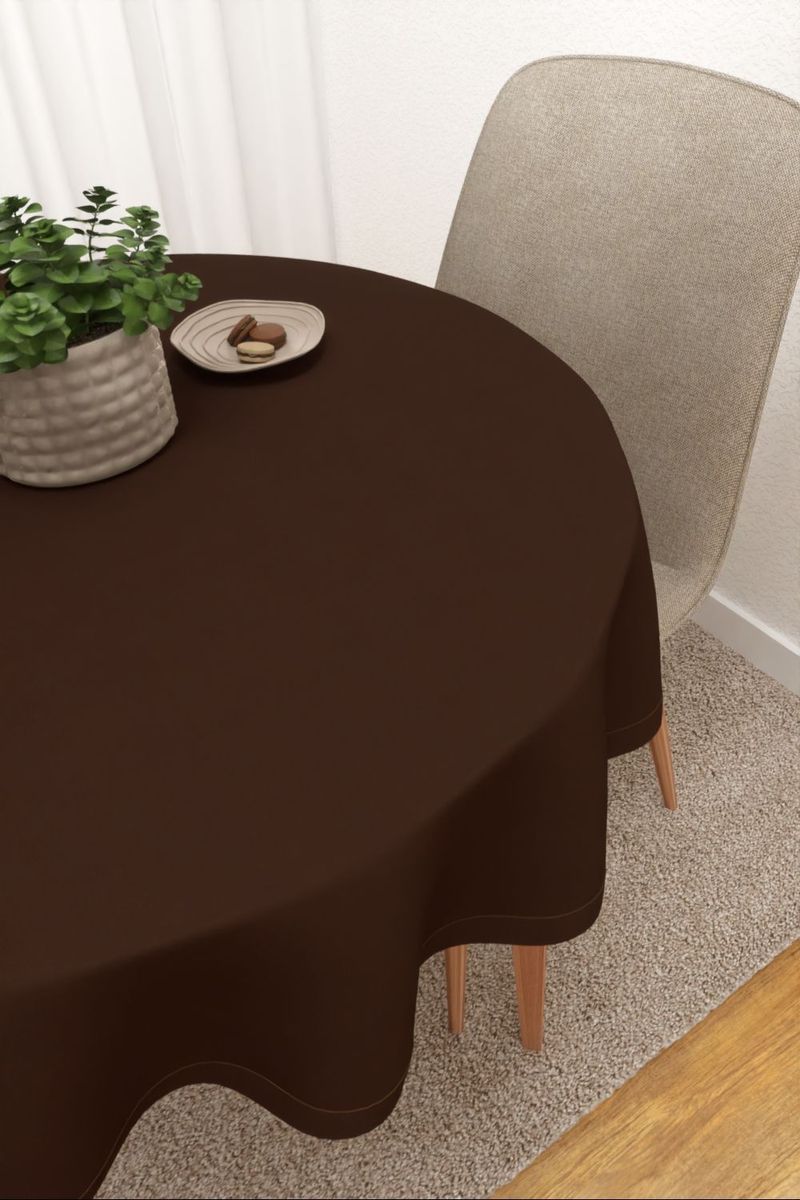 Tischdecke rund in Braun