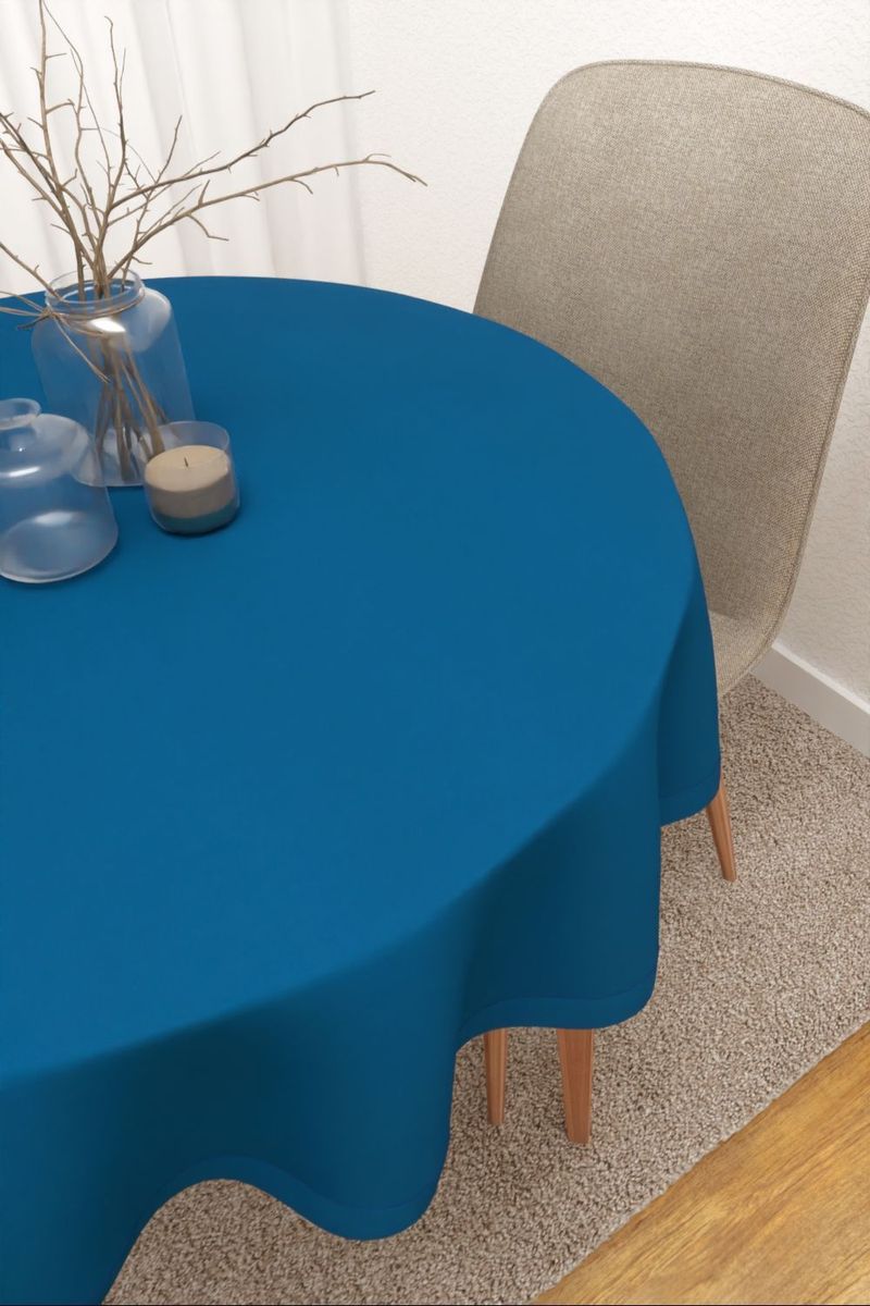 Tischdecke rund in Blau