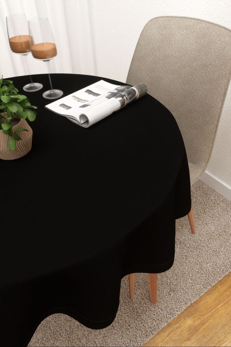 Tischdecke rund in Schwarz