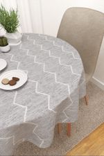 Vorschau Buguma #3J von Lysel - Tischdecke rund in Hellbeige Graubeige