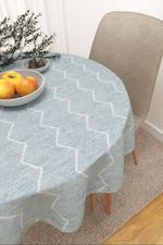 Vorschau Buguma #3J von Lysel - Tischdecke rund in Hellbeige Graugrün
