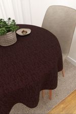Vorschau Mazatlan #3J von Lysel - Tischdecke rund in perlweiß mahagonibraun