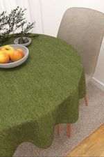 Vorschau Mazatlan #3J von Lysel - Tischdecke rund in perlweiß olivgrün