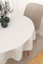 Vorschau Ninou #3J von Lysel - Tischdecke rund in hellgrau rohweiß